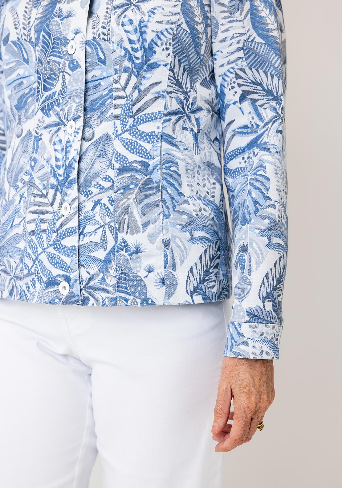 Robell Botanical Print Button-Down Jacket, Blue