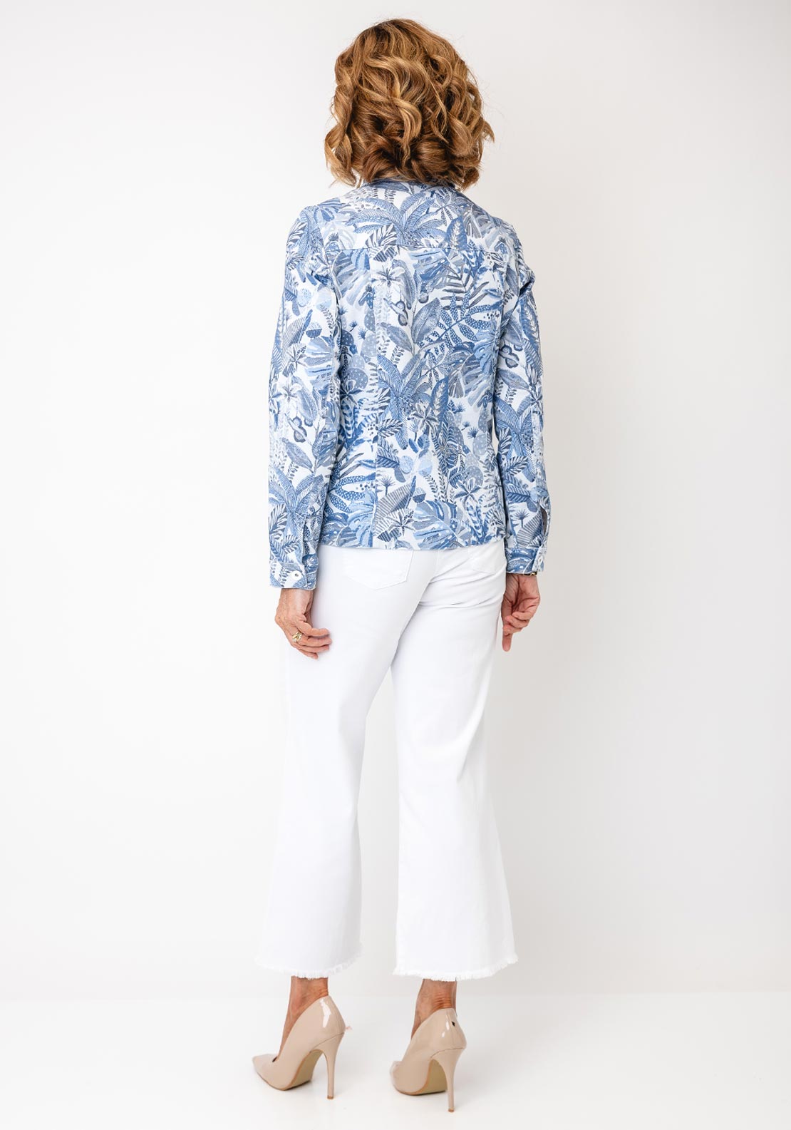 Robell Botanical Print Button-Down Jacket, Blue