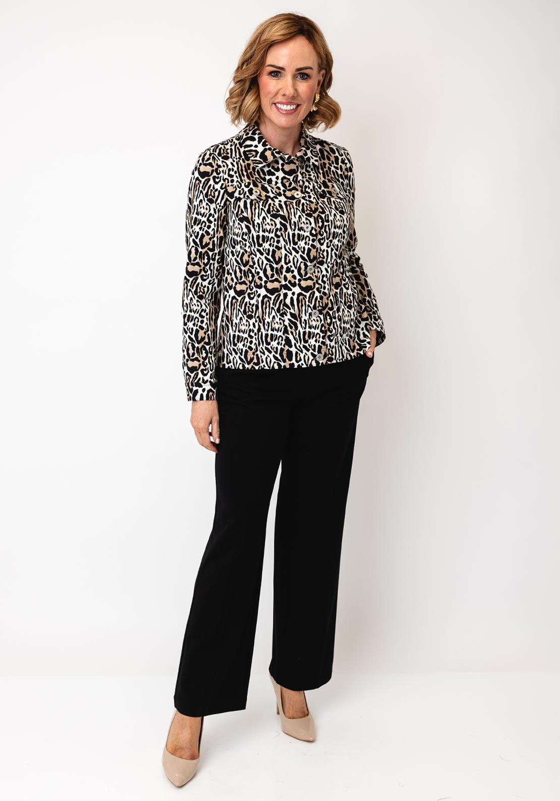 Robell Happy Animal Print Jacket, Neutral