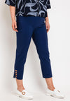 Robell Lena Slim Fit Stretch Cropped Trousers, Navy Blue