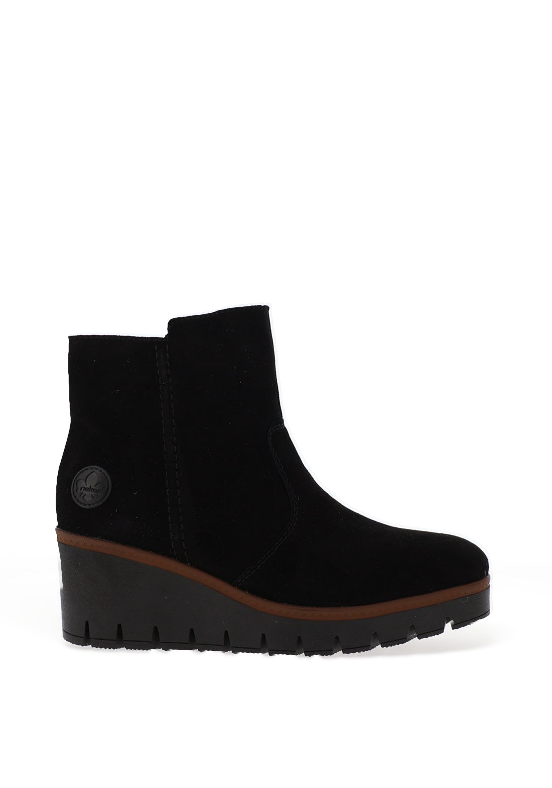 Rieker Womens Wedge Heel Fleece Lined Ankle Boots, Black