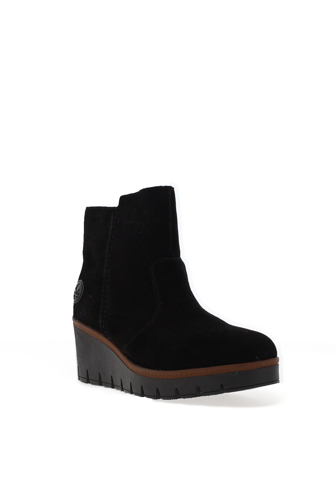 Rieker Womens Wedge Heel Fleece Lined Ankle Boots, Black