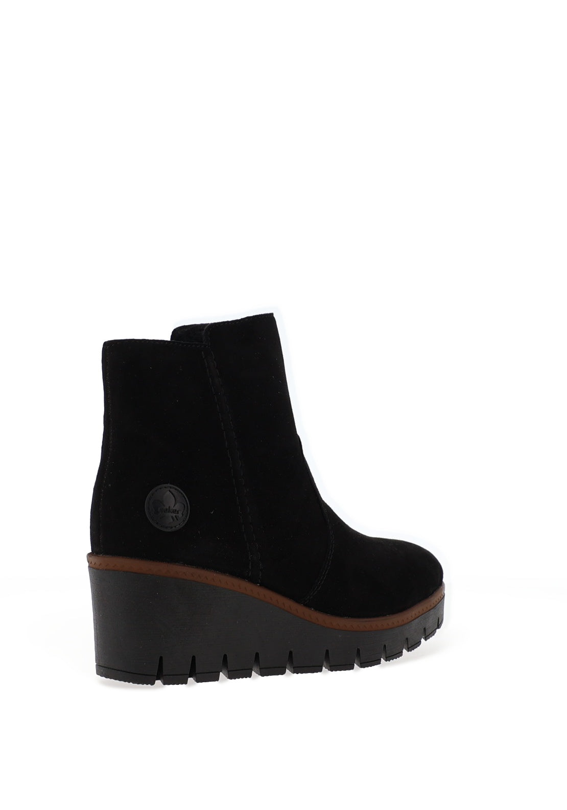 Rieker Womens Wedge Heel Fleece Lined Ankle Boots, Black