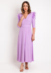 Role Mode Alena Feather Trim Shoulder Maxi Dress, Lilac