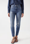 Salsa Faith Push in Jeans with Rips, Mid Wash Denim