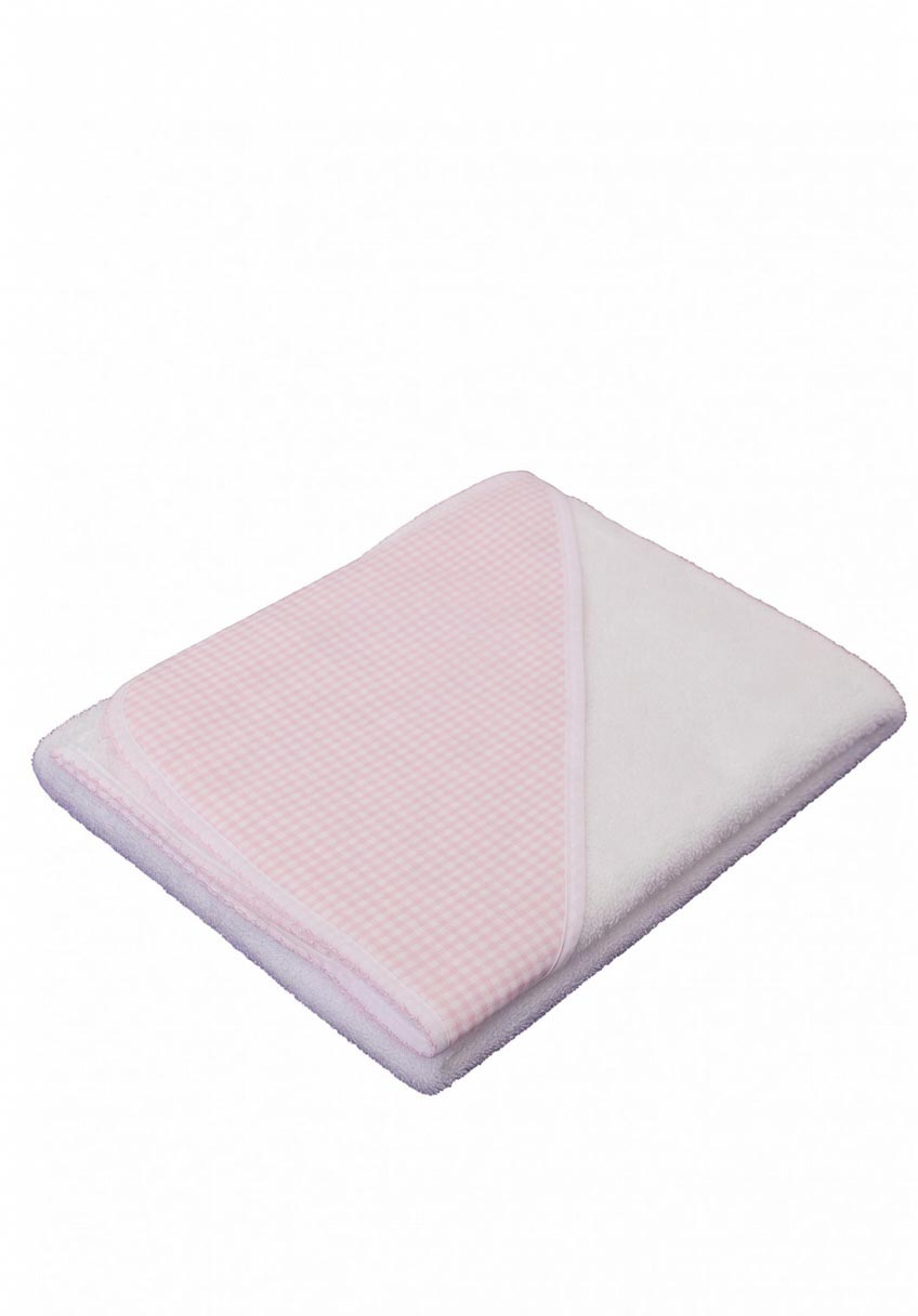 Sardon Baby Check Hooded Towel, Pink
