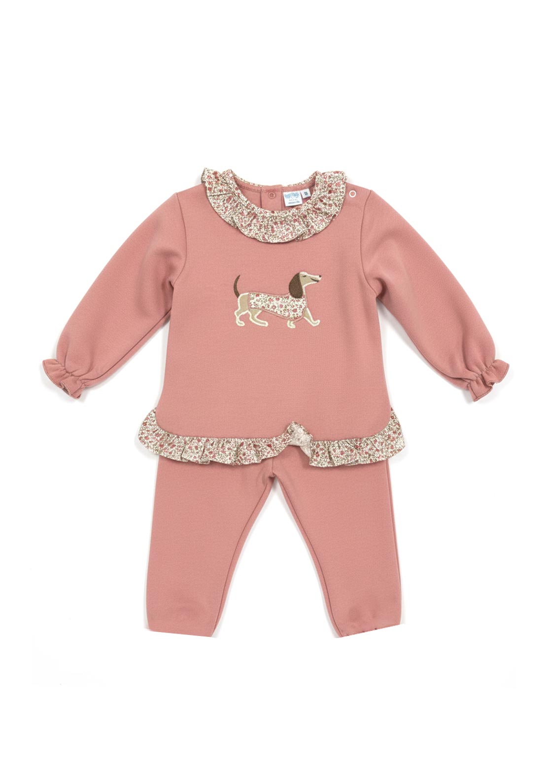 Sardon Baby Girl Top and Pant Set, Pink