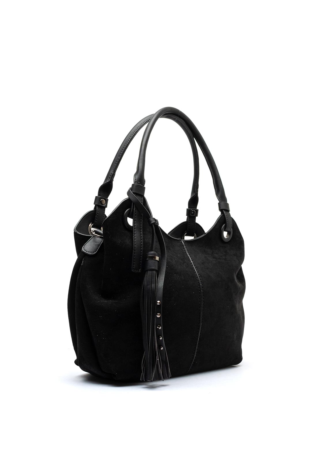 Zen Collection Tassel Detail Shoulder Bag, Black