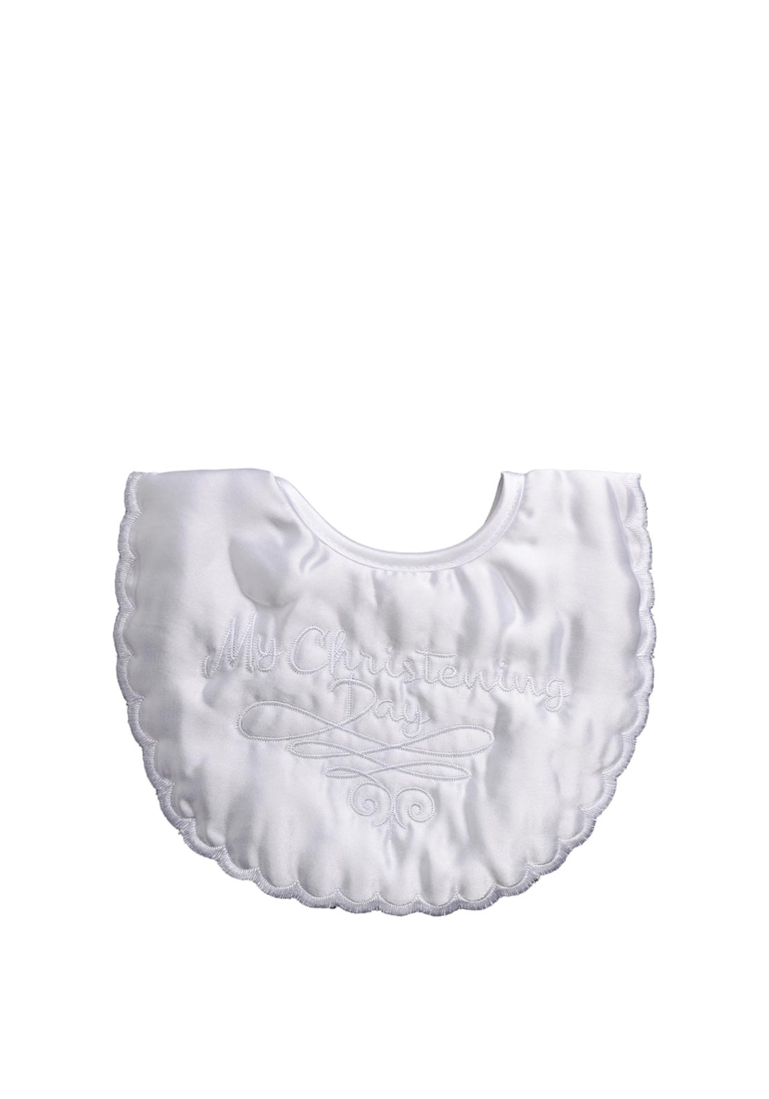 Sheelin My Christening Day Satin Bib, White