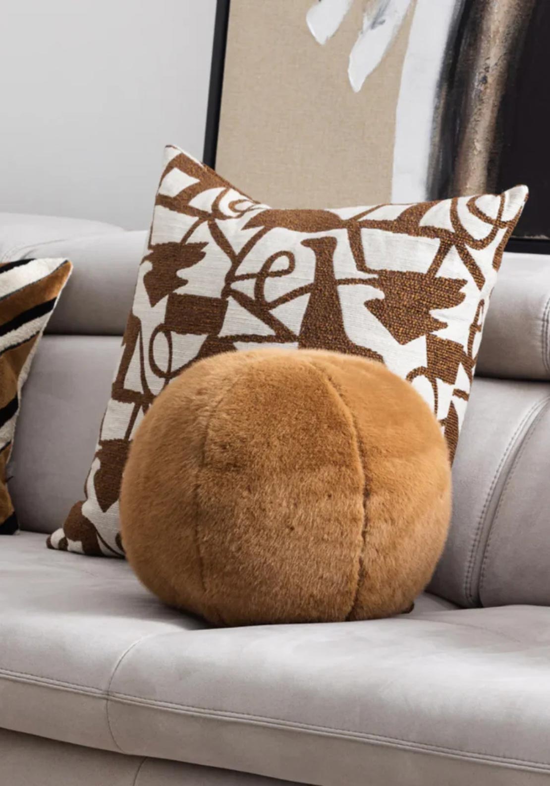 Scatter Box Ralph Ball Cushion, 30cm Diameter, Natural