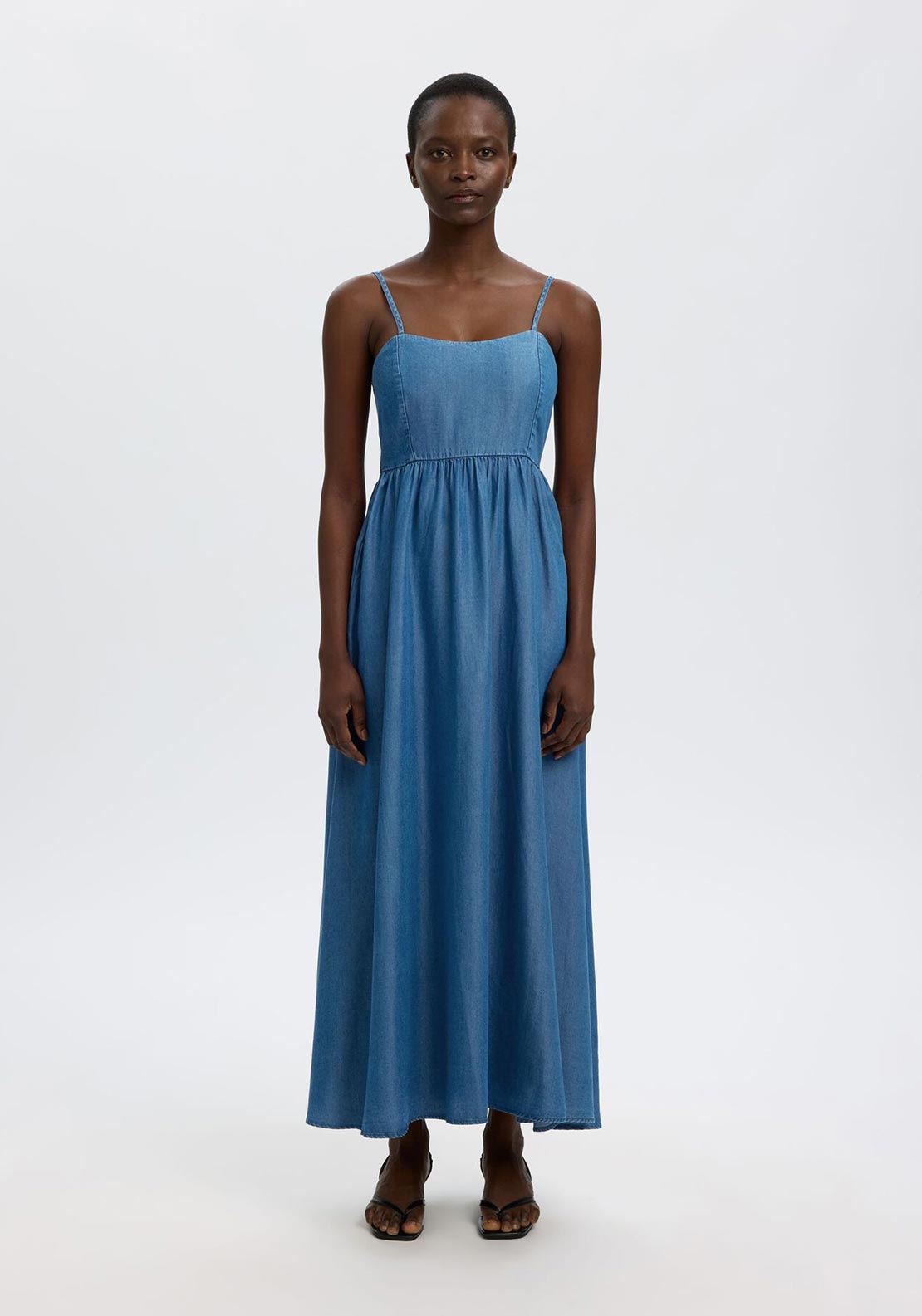 Selected Femme Janna Denim-Look Maxi Dress, Blue