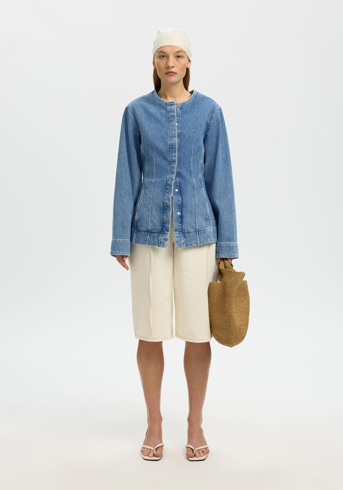 Selected Femme Button-Down Denim Jacket, Blue