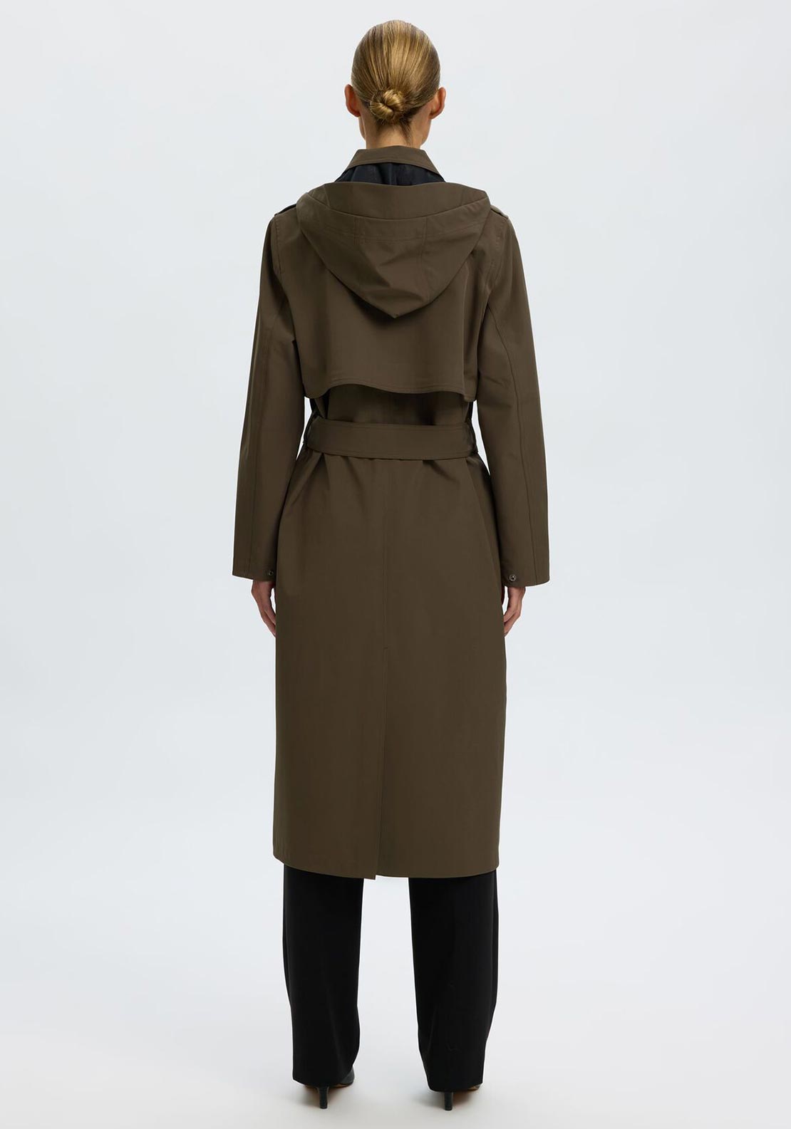 Selected Femme A-line Trenchcoat, Green