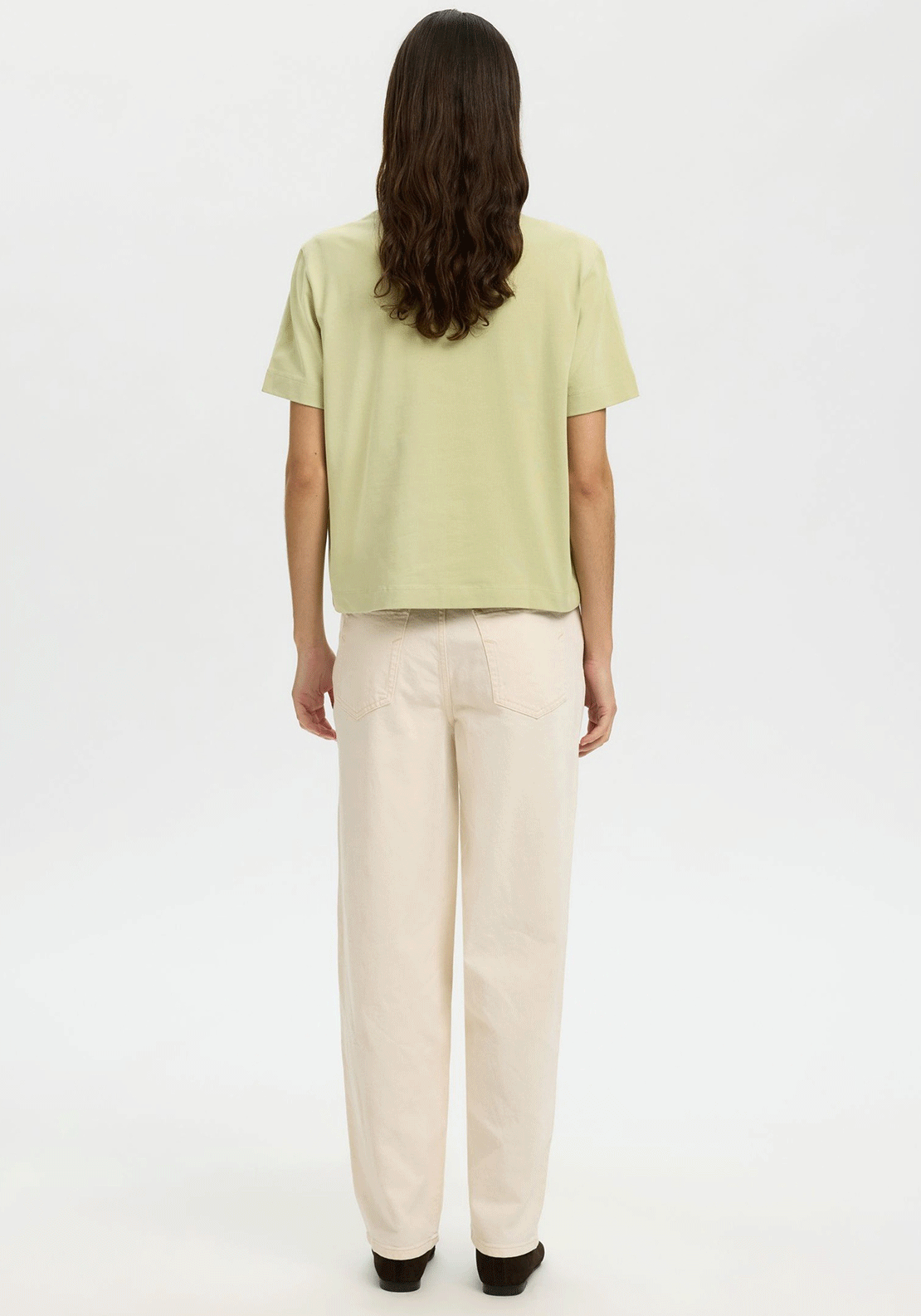 Selected Femme Boxy T-Shirt, Sage Green