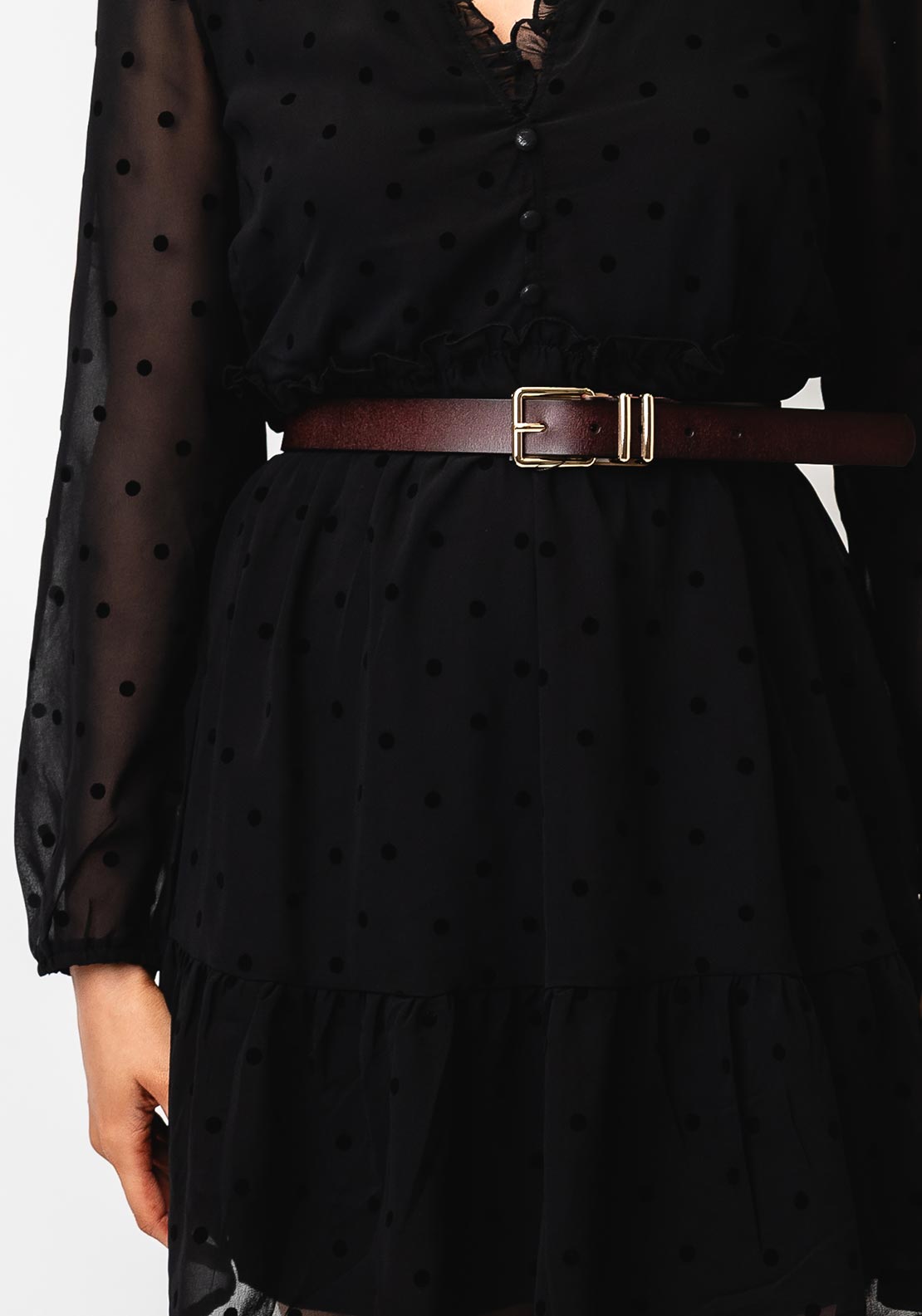 Serafina Collection Leather Belt, Dark Brown