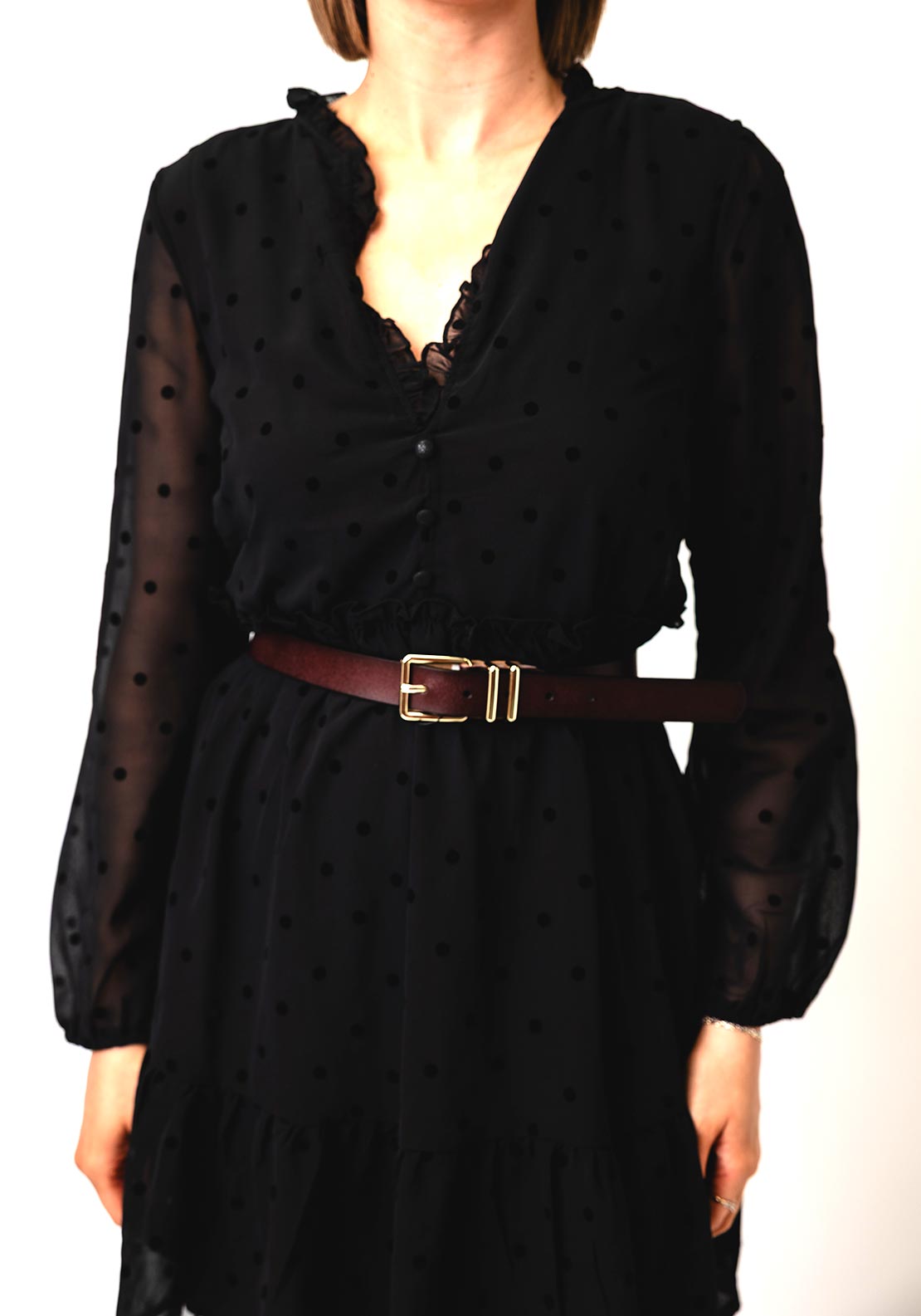 Serafina Collection Leather Belt, Dark Brown