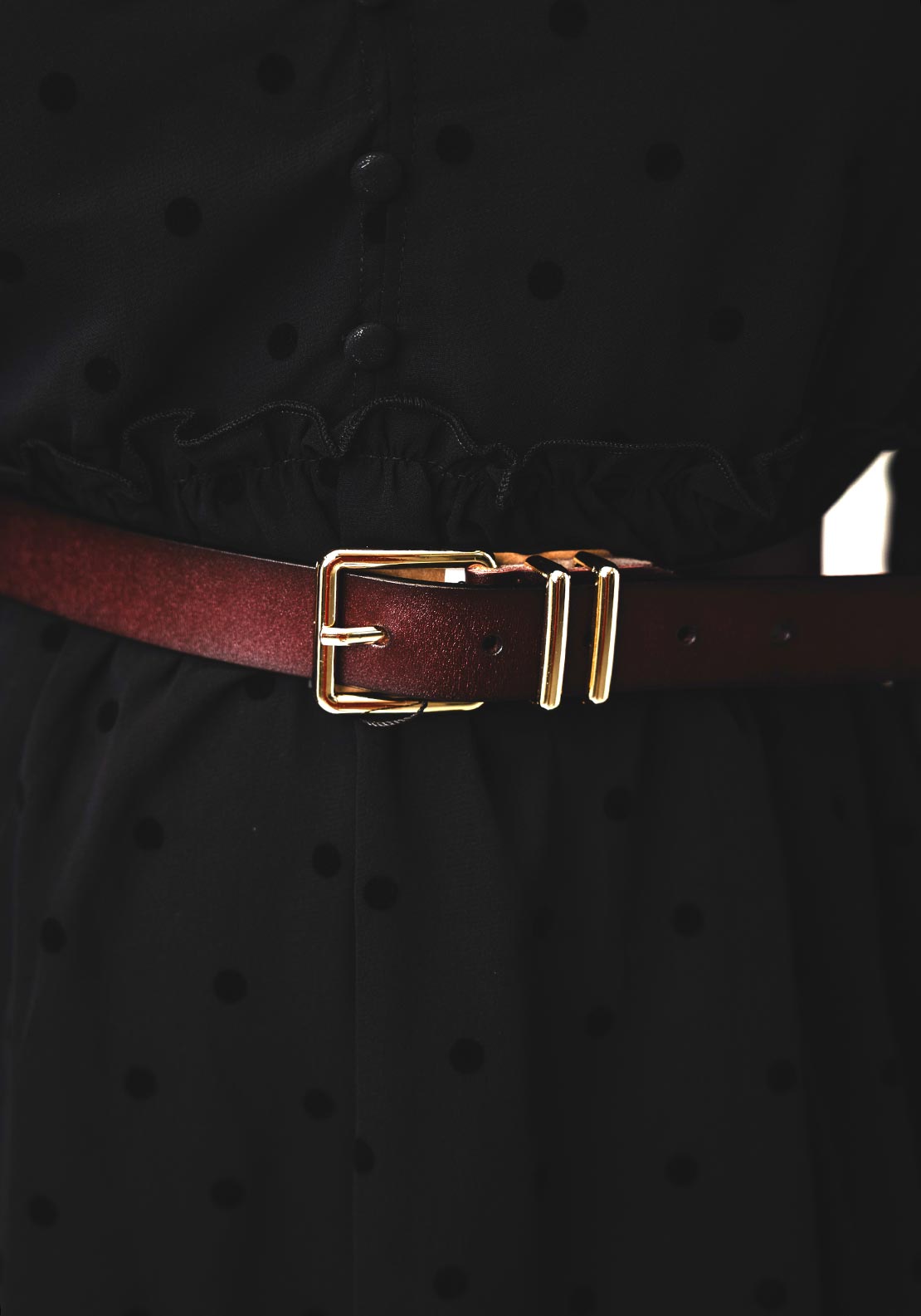 Serafina Collection Leather Belt, Dark Brown