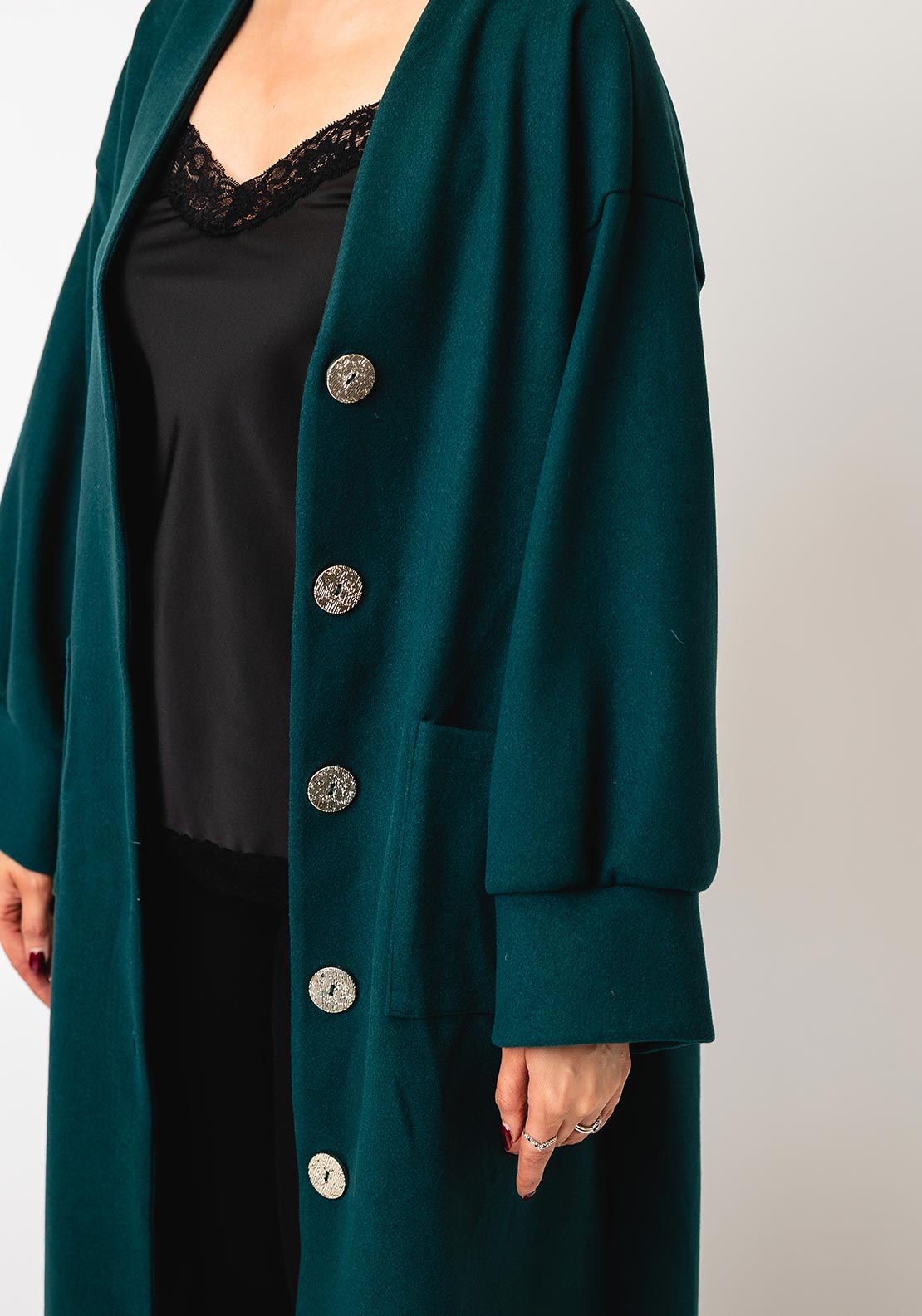 Serafina Collection One Size Wool Blend Coat, Green