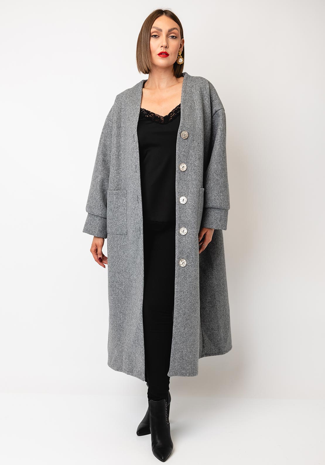 Serafina Collection One Size Wool Blend Coat, Grey