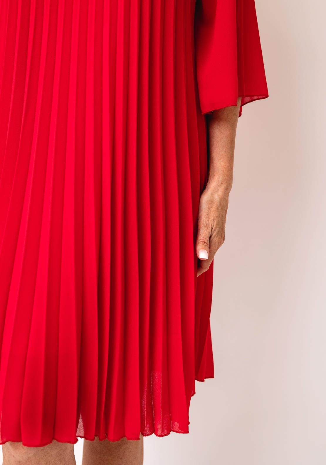 Serafina Pleated Midi Dress, Red