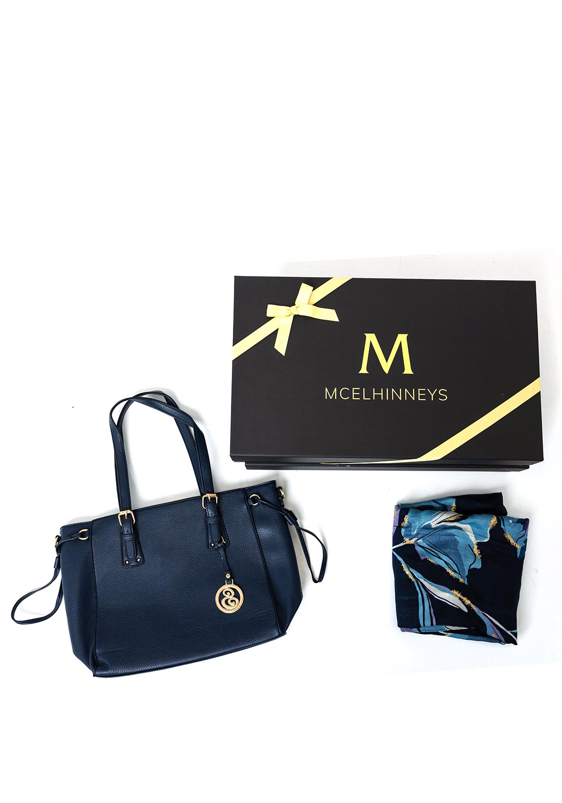Serafina Collection Scarf & Handbag Boxed Giftset, Navy