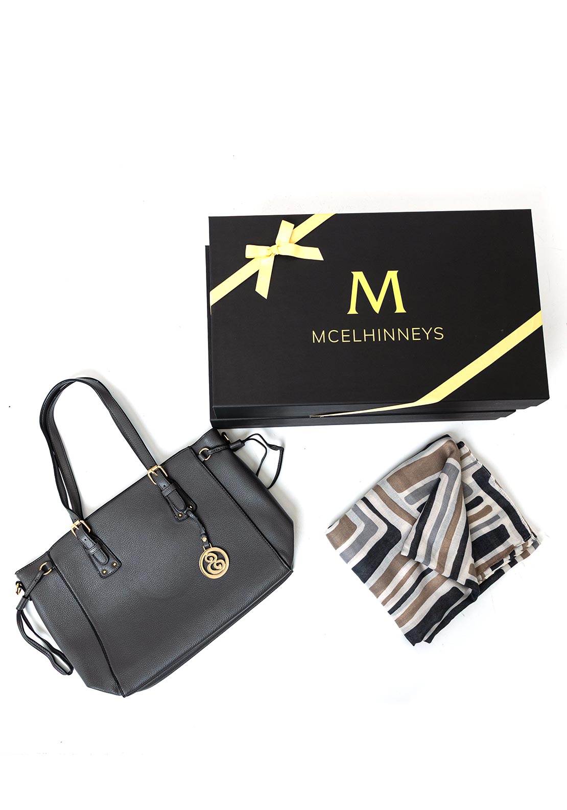 Serafina Collection Scarf & Handbag Boxed Giftset, Grey