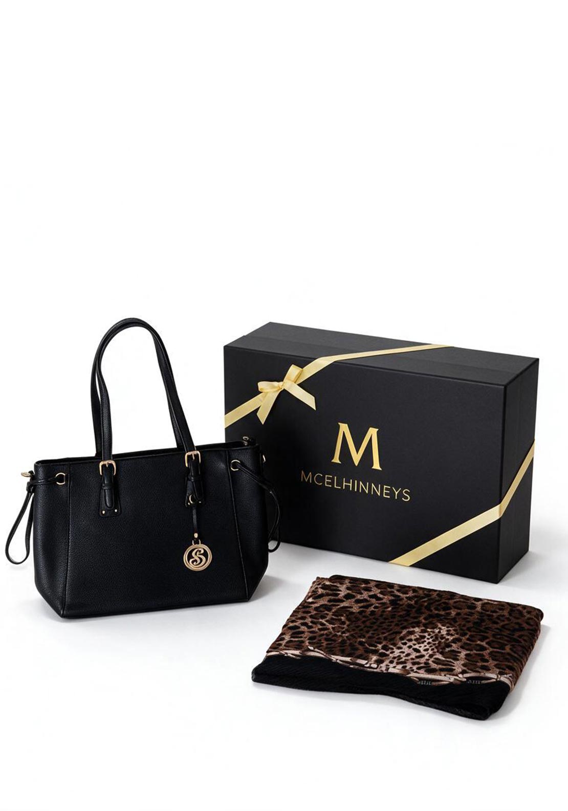 Serafina Collection Scarf & Handbag Boxed Giftset, Black