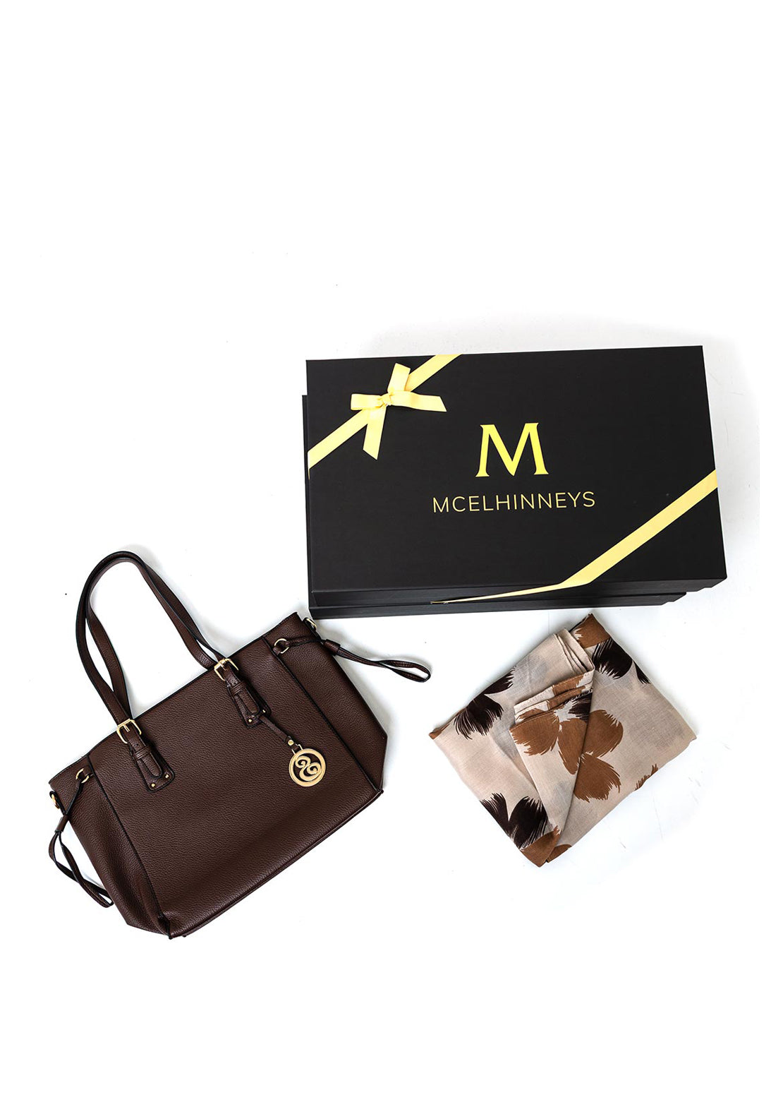 Serafina Collection Scarf & Handbag Boxed Giftset, Brown