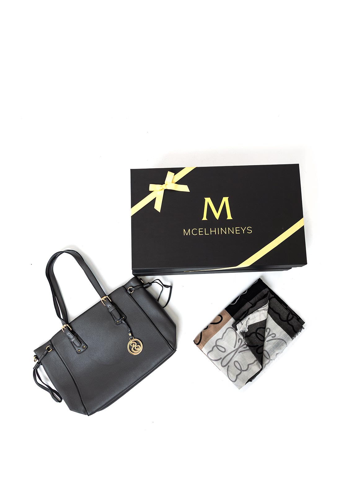 Serafina Collection Scarf & Handbag Boxed Giftset, Charcoal
