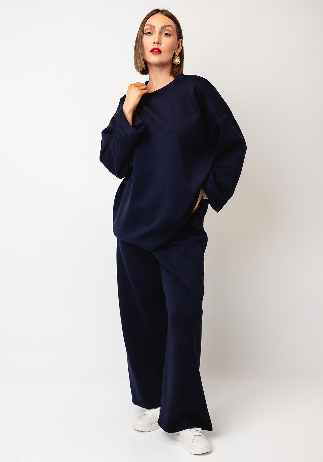 Serafina Collection One Size Sweatshirt and Trouser Co-Ord, Navy
