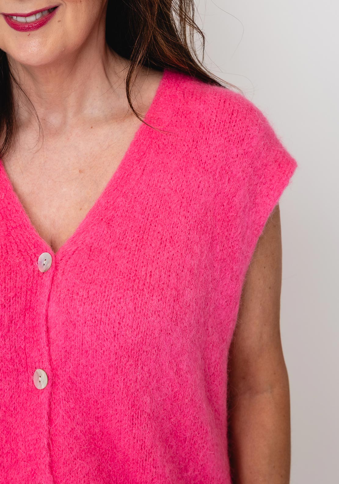 Serafina Collection Knitted Sleeveless Cardigan, Pink