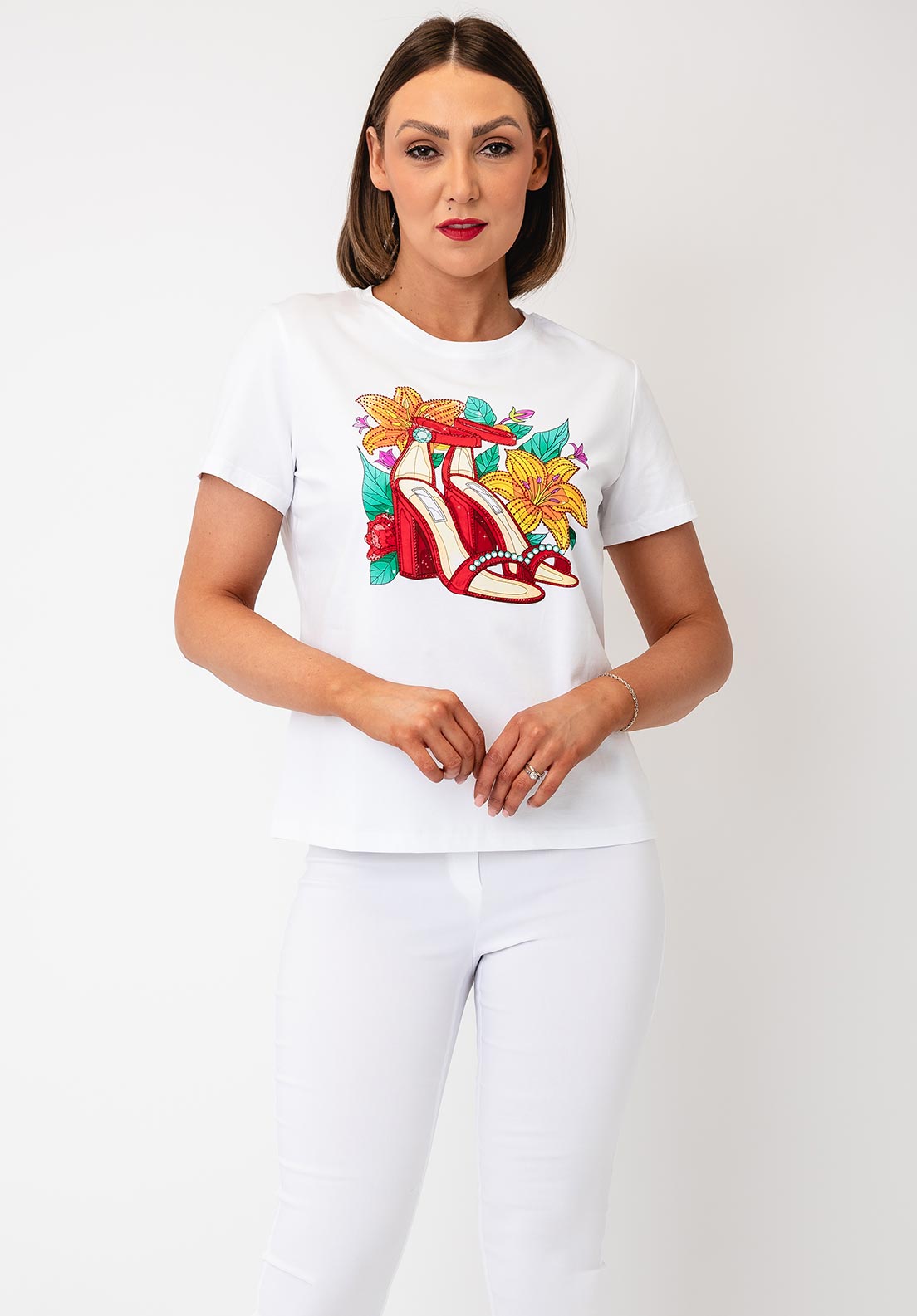 Serafina Shoe Graphic Print T-Shirt, White
