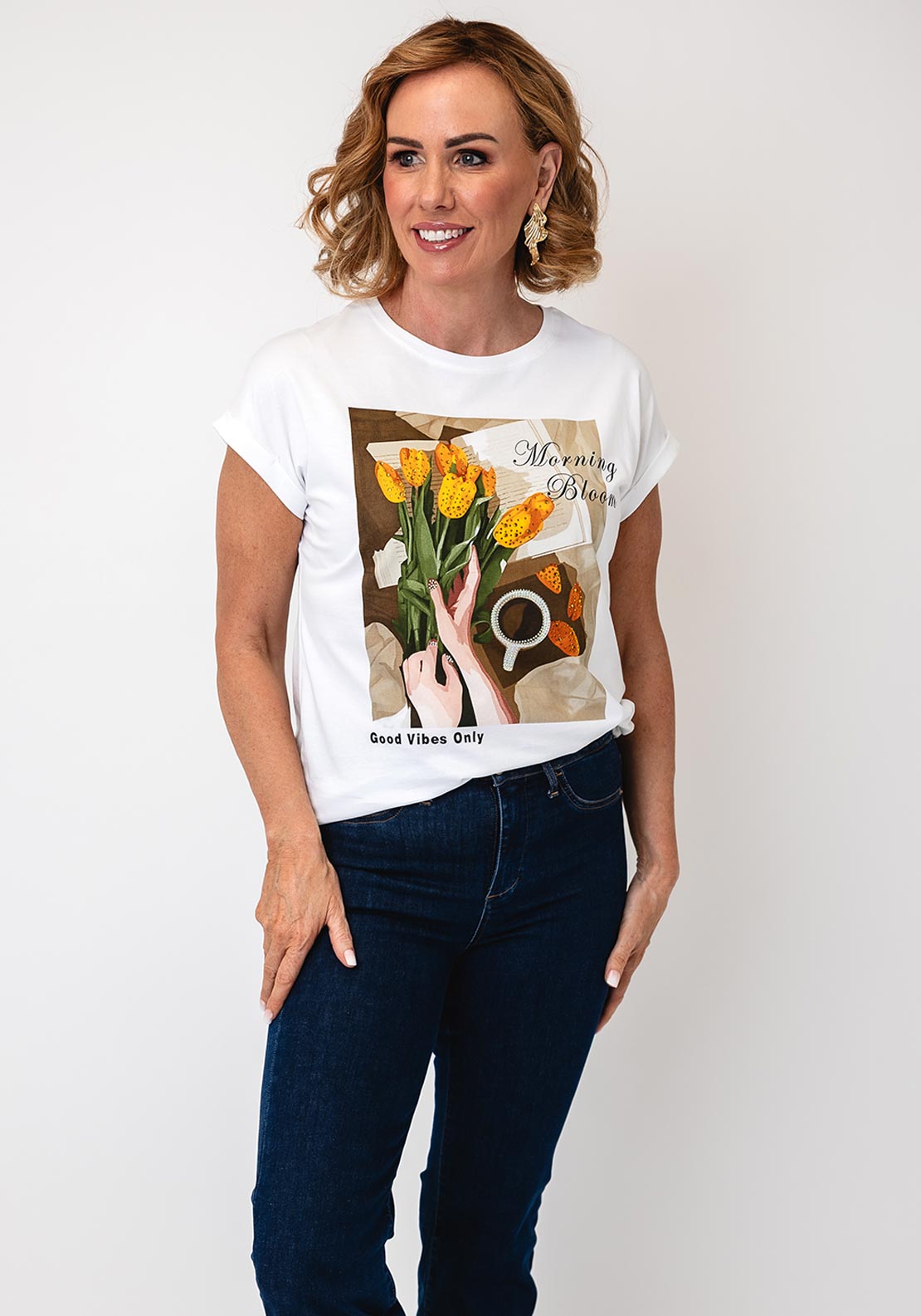 Serafina Collection Morning Bloom Graphic T-Shirt, White