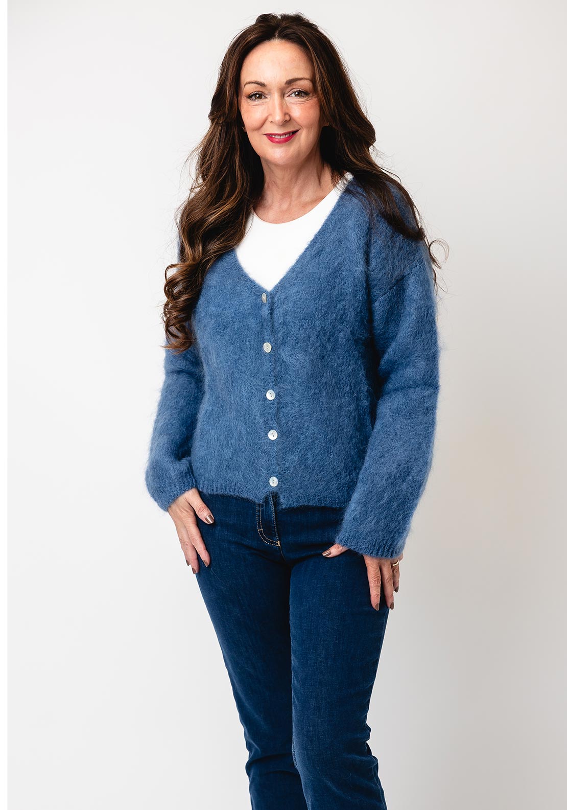 Serafina Collection One Size Mohair Cardigan, Sky Blue - McElhinneys