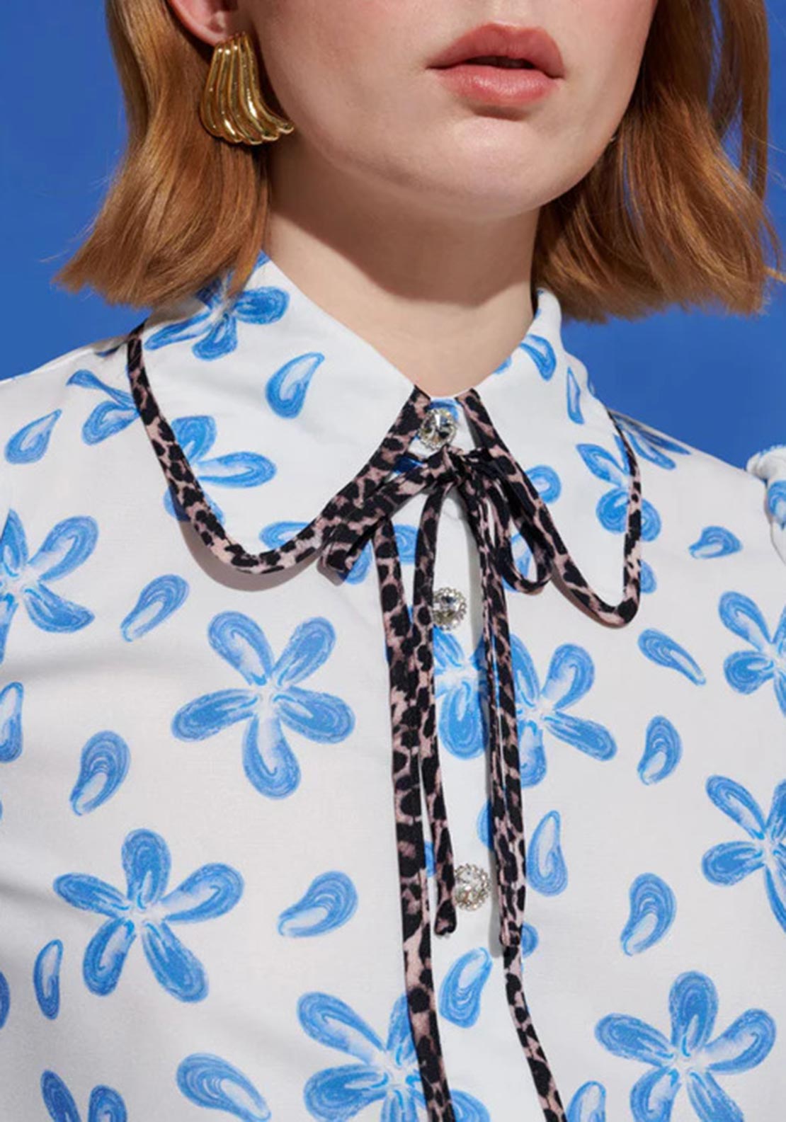 Sister Jane Siro Floral Print Blouse, White