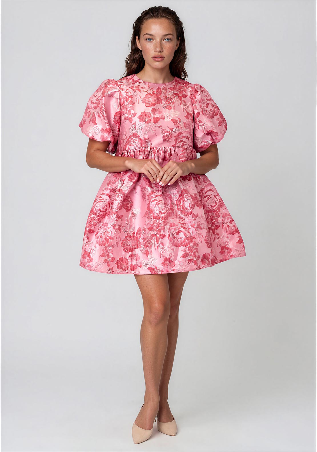 Sister Jane Elara Jacquard Mini Dress, Pink - McElhinneys