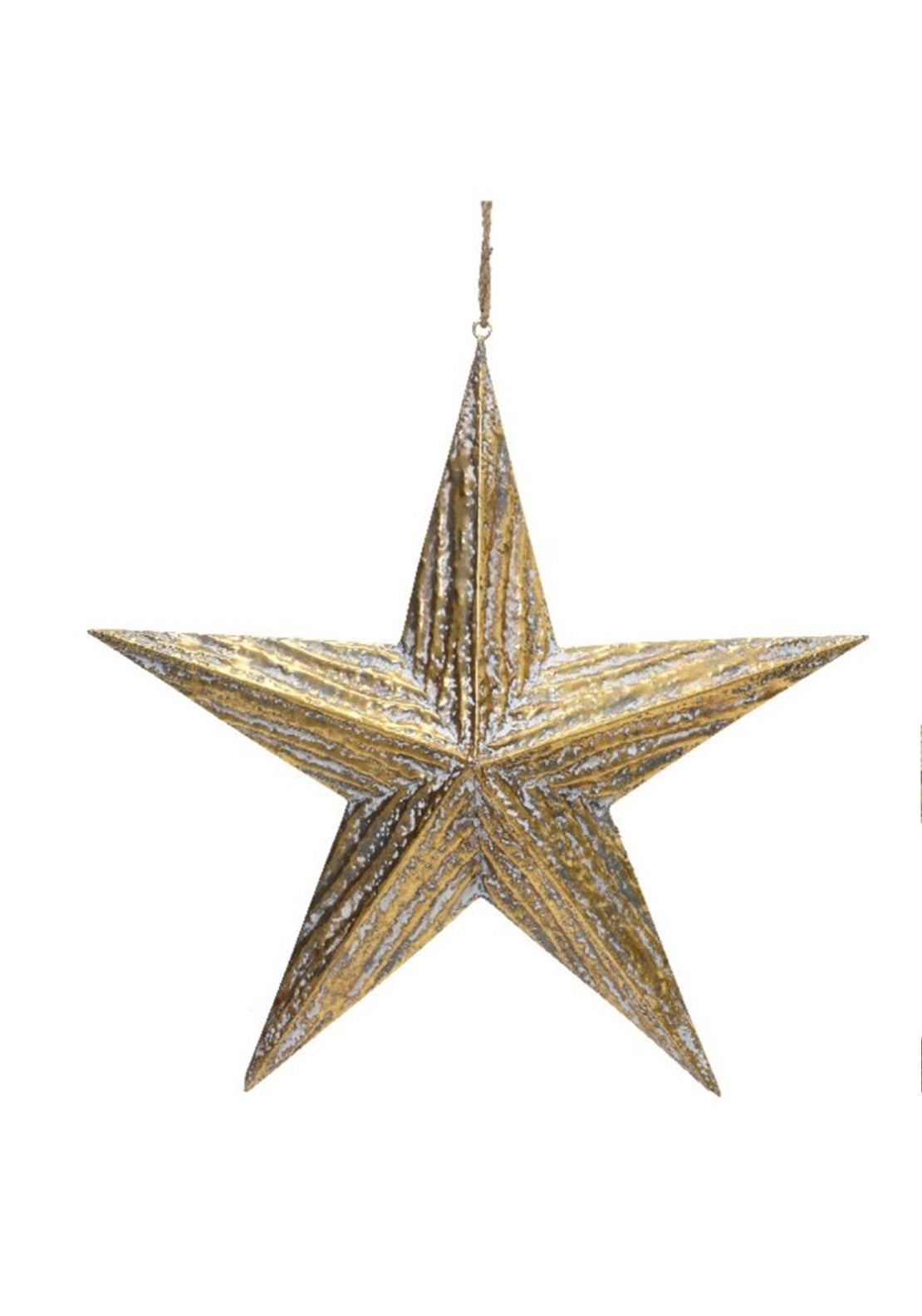 Kaemingk 2 Piece Antique Star Decorations, Gold