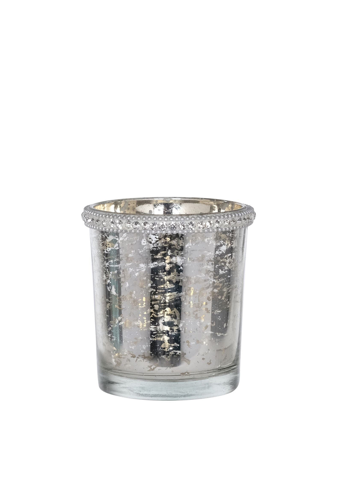 Fern Cottage Hurricane Distressed Candle Holder, Silver