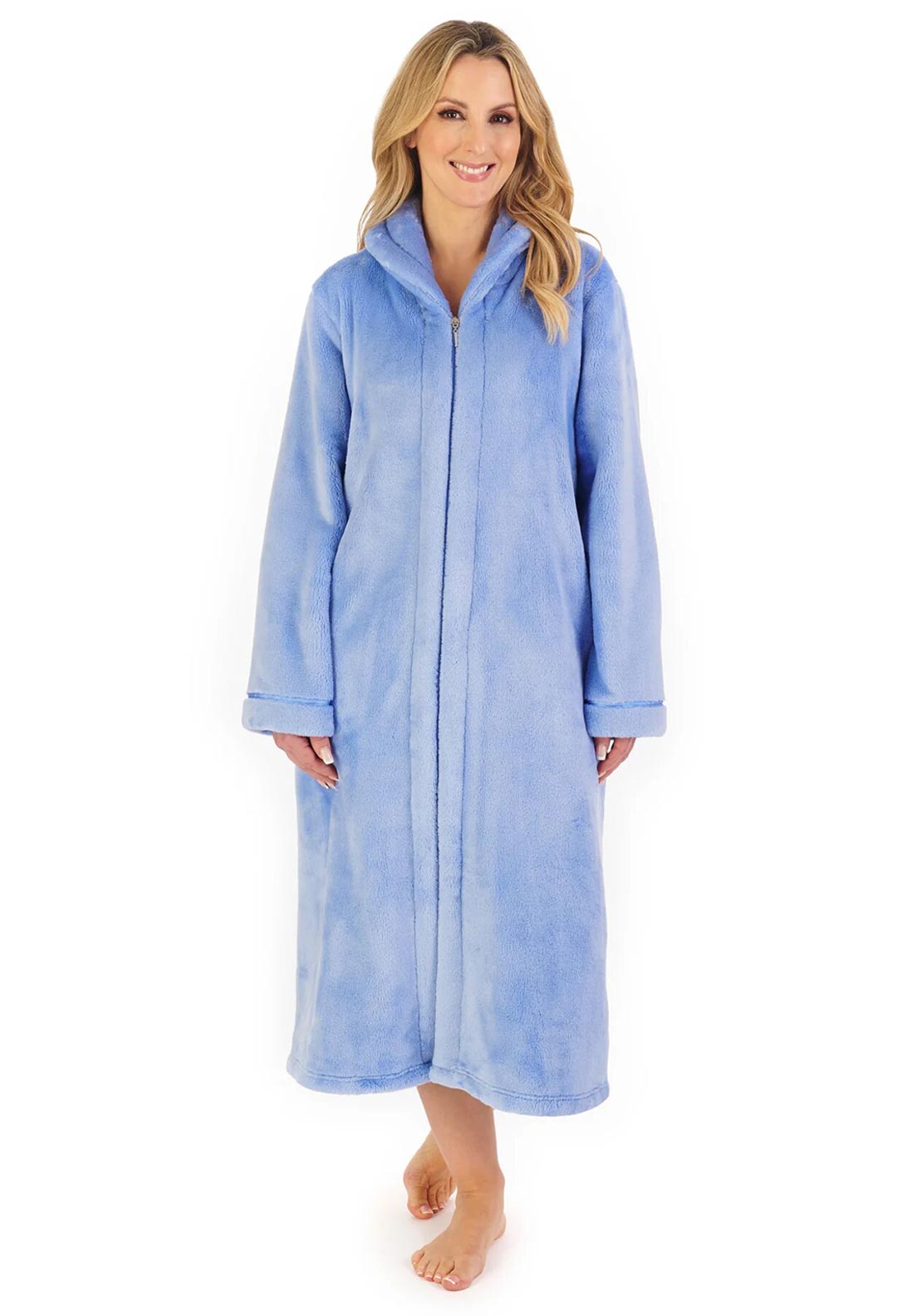 Slenderella Luxury Zip Fastening Dressing Gown, Blue