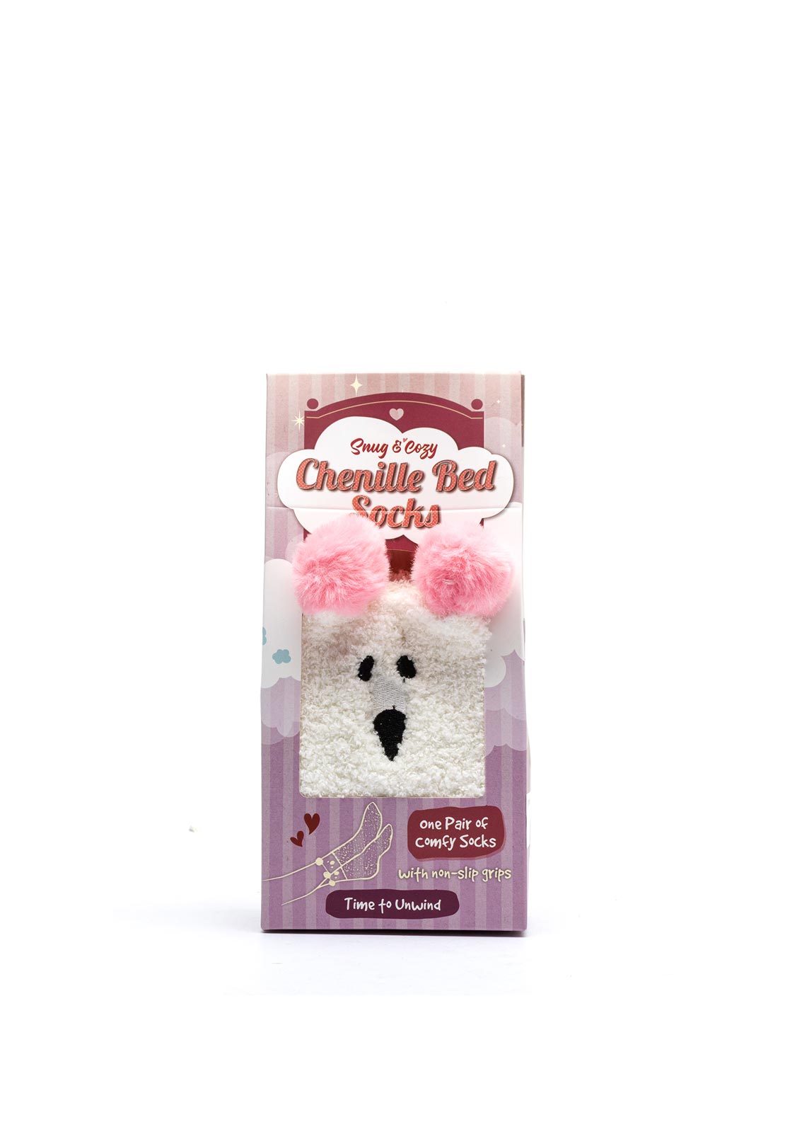 Brandwell Chenille Non Slip Flamingo Fluffy Socks, Pink