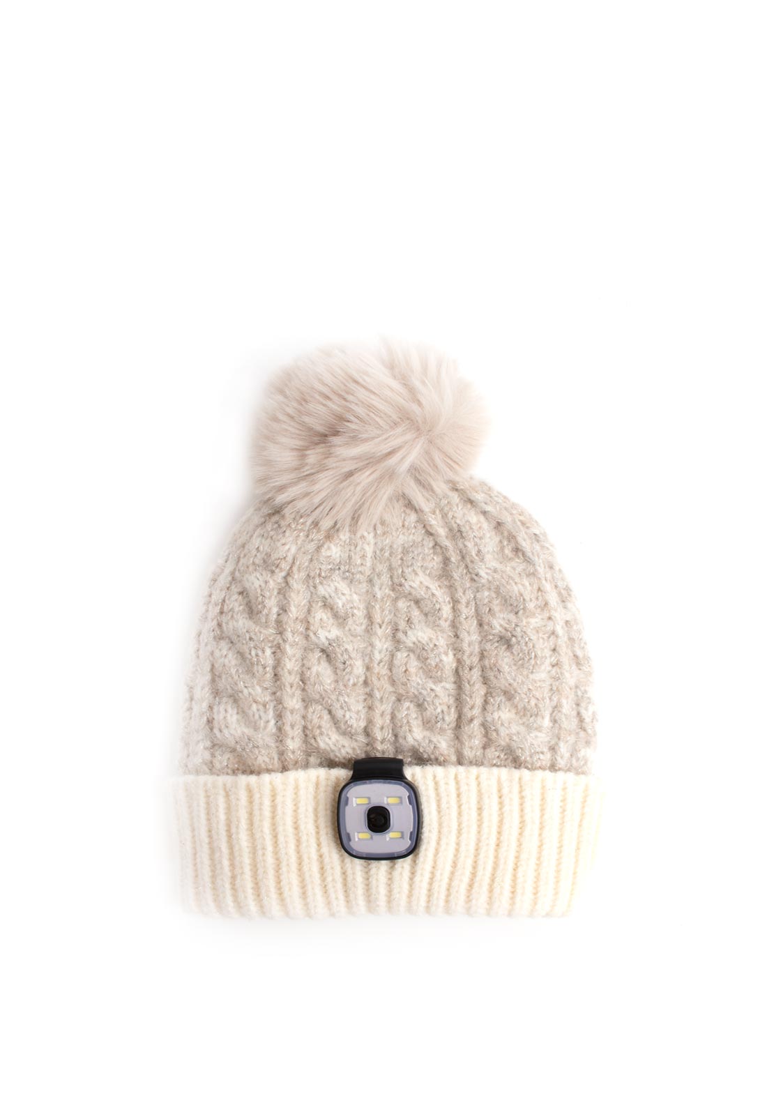 Brandwell Something Special Glitter Knit LED Hat, Beige