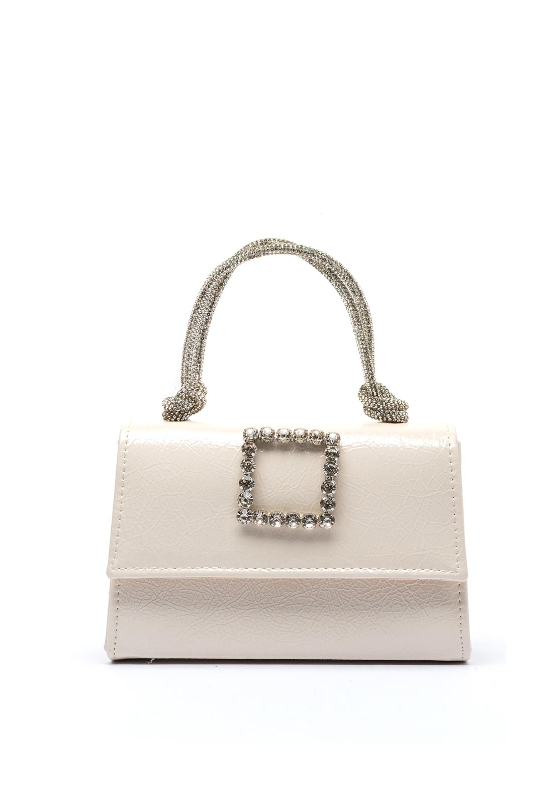 Sorento Meadow Point Diamante Brooch Distressed Mini Grab Bag, Cream