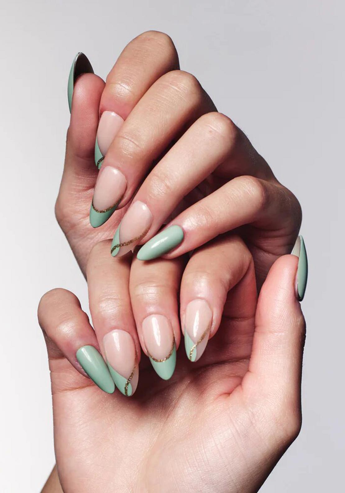 Sosu Glossy Medium Length Faux Nails, Soft Sage