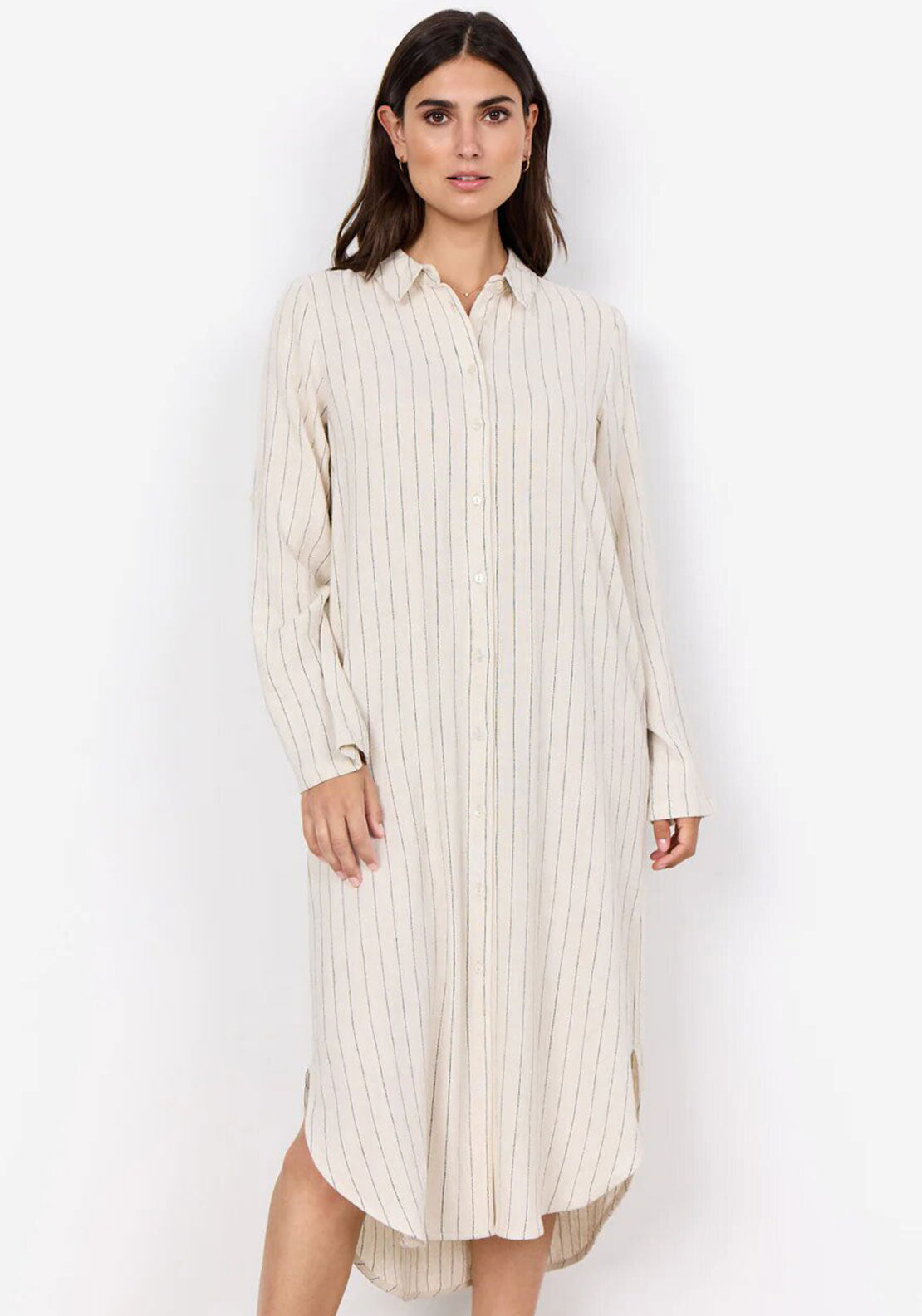 Soyaconcept Poula Linen Mix Shirt Dress, Beige
