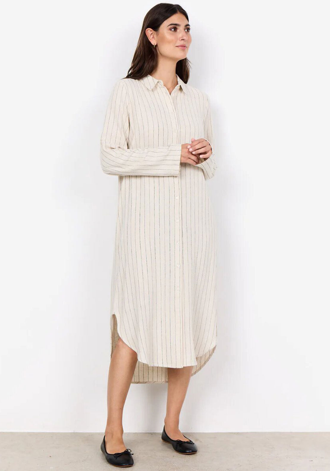 Soyaconcept Poula Linen Mix Shirt Dress, Beige
