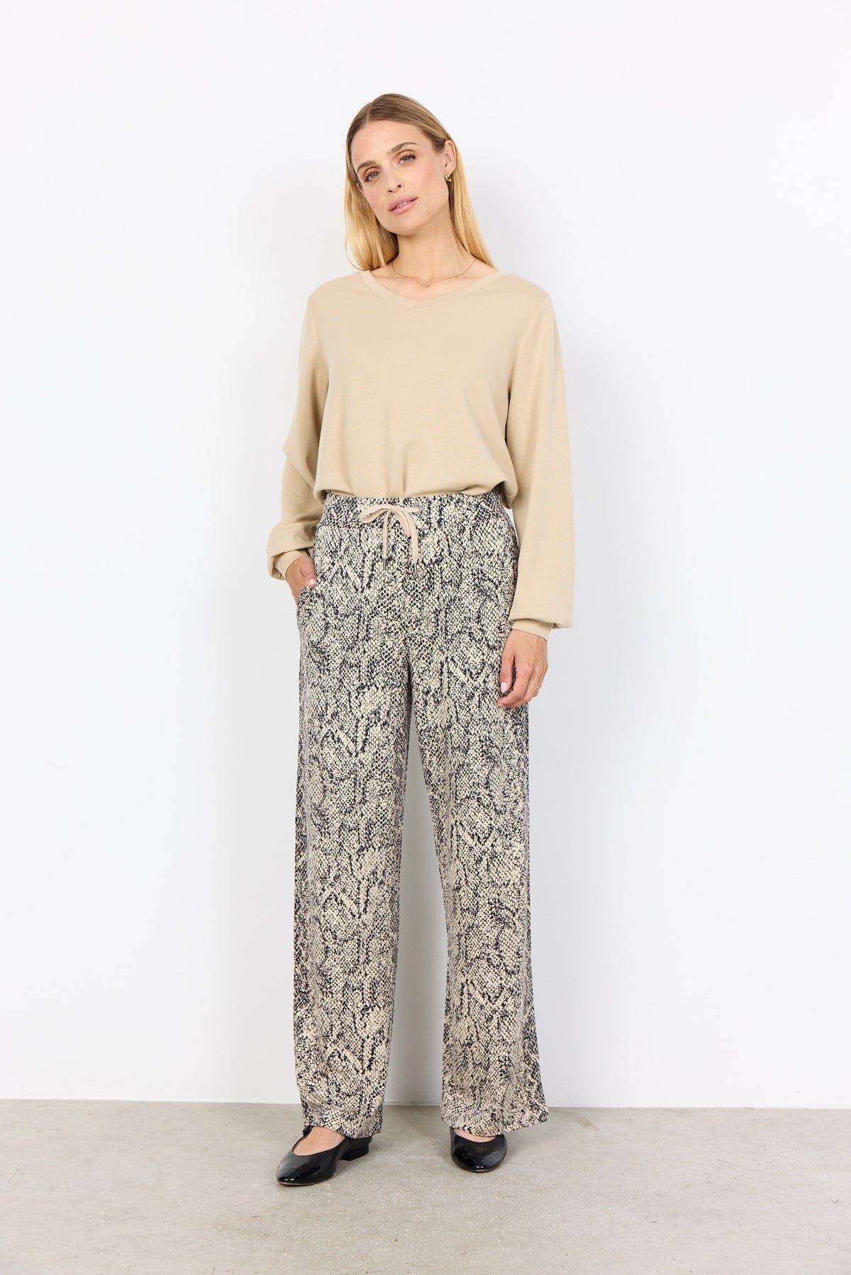 Soya Concept Violet Elasticated Trousers, Navy