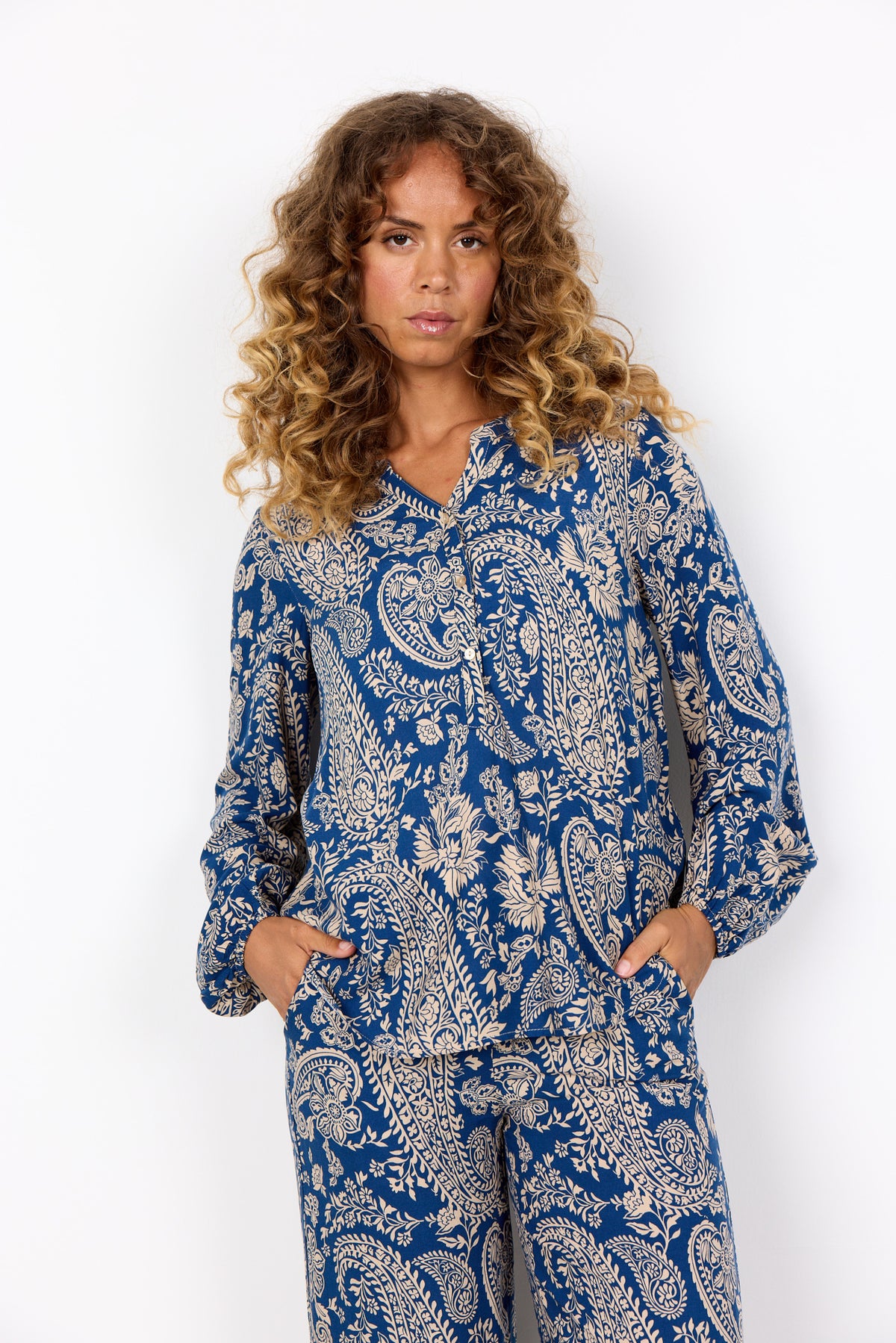 Soya Concept Valgerda V-Neck Blouse, Blue