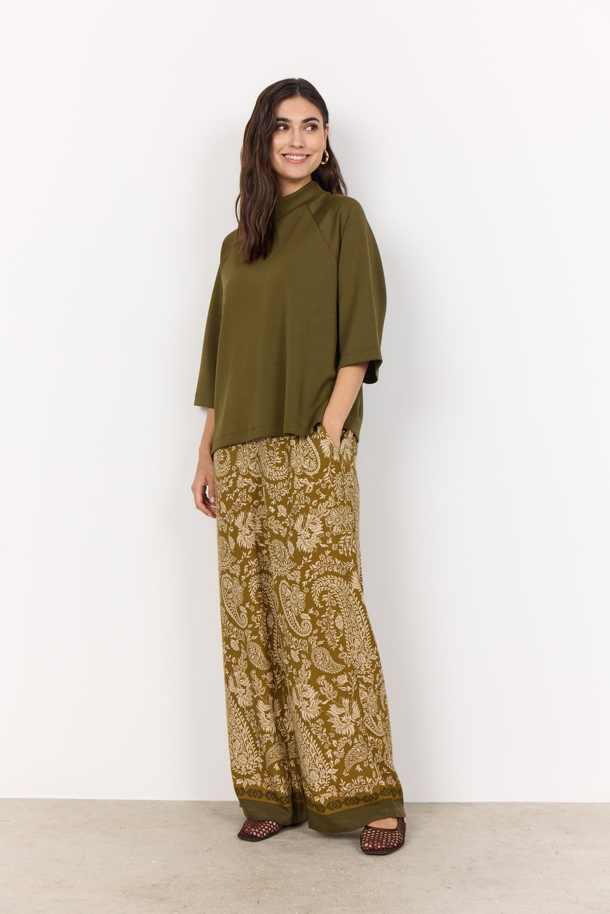 Soya Concept Banu Flare Sleeve Jumper, Green