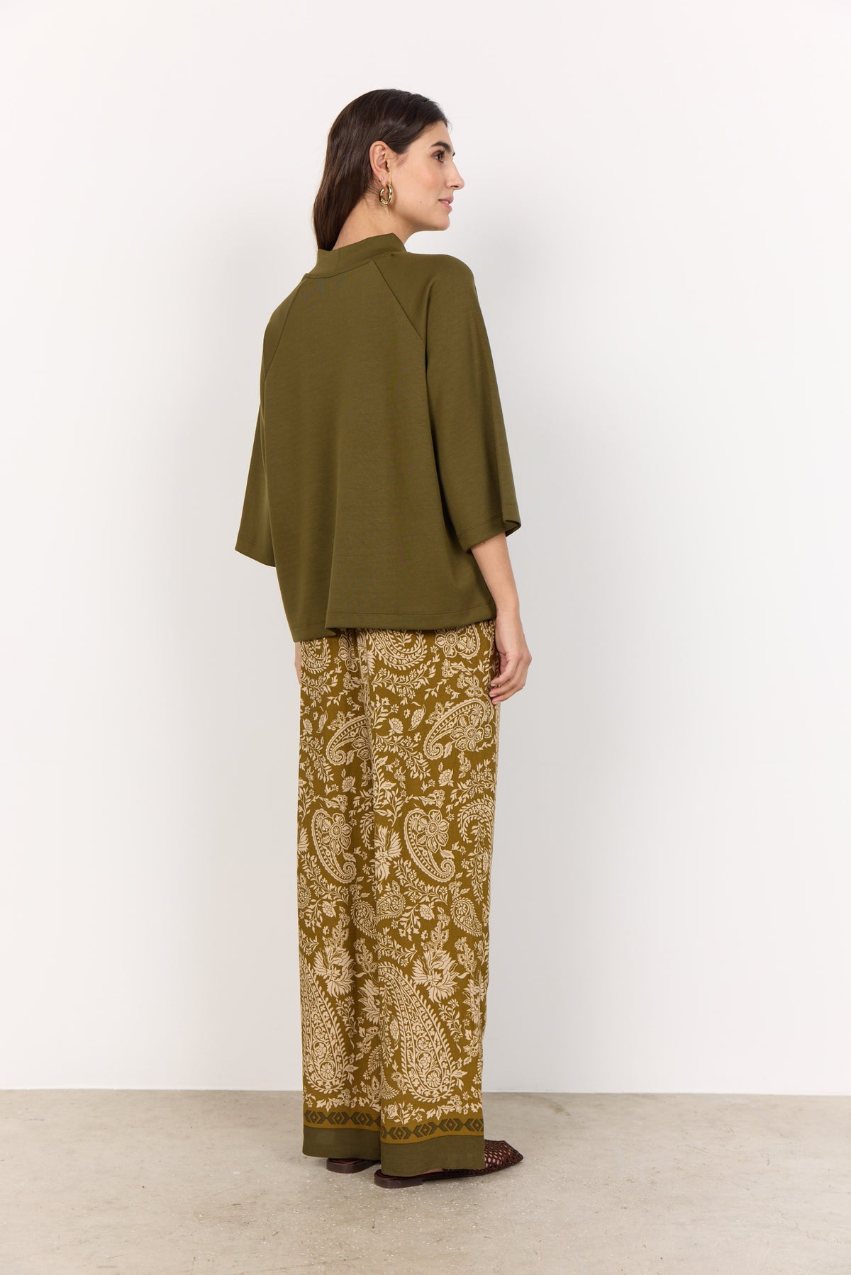 Soya Concept Banu Flare Sleeve Jumper, Green