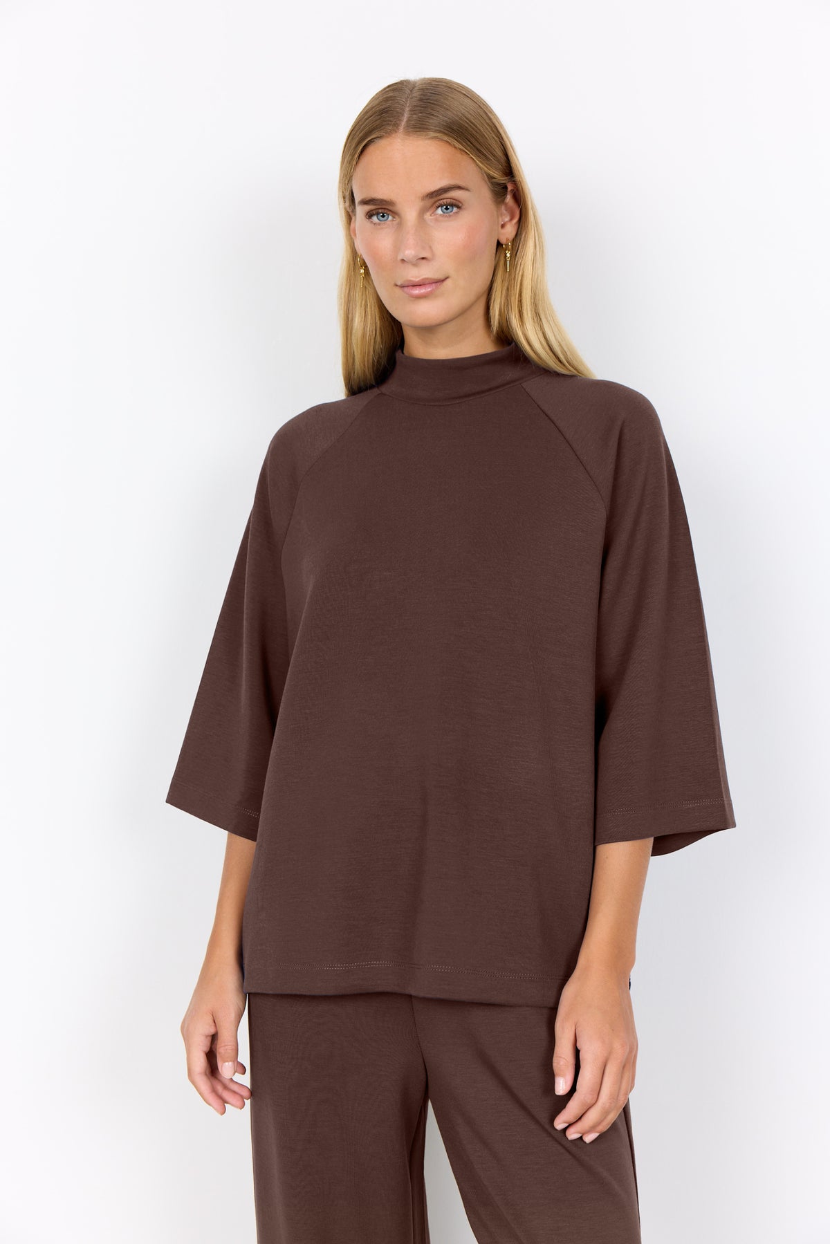 Soya Concept Banu Flare Sleeve Jumper, Brown